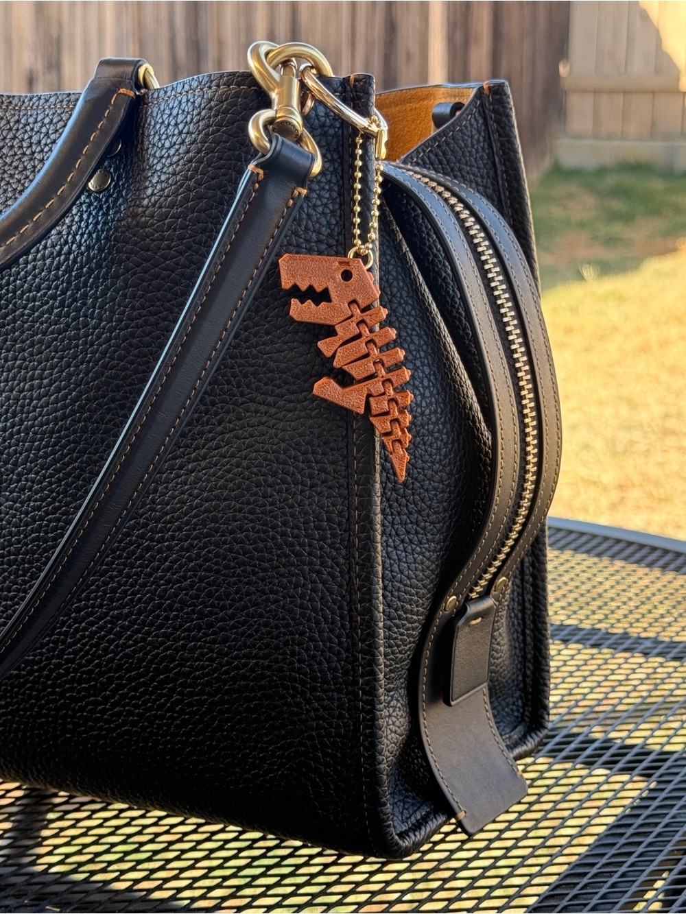 Flexy Sexy Rexy Dinosaur T-Rex Shiny Copper Keychain Ball Chain Bag Charm